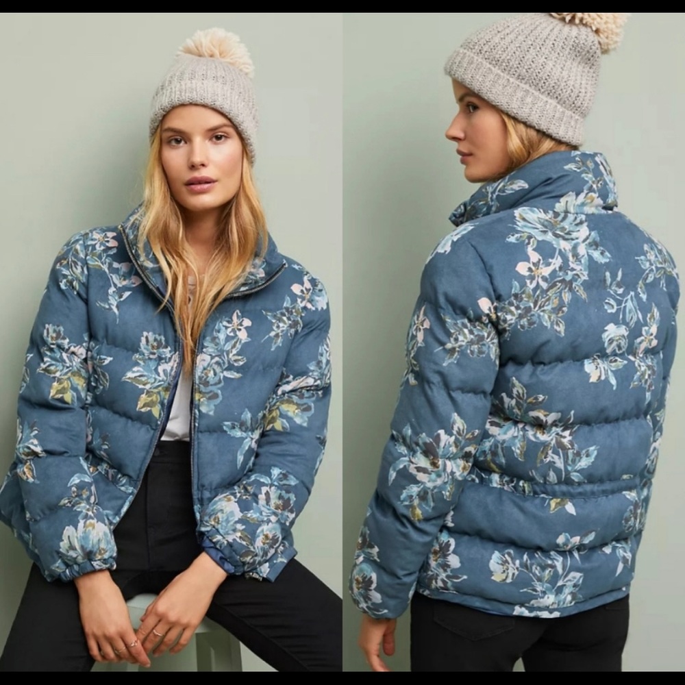 ✨ RARE Anthropologie Ett Twa Floral Puffer Coat S